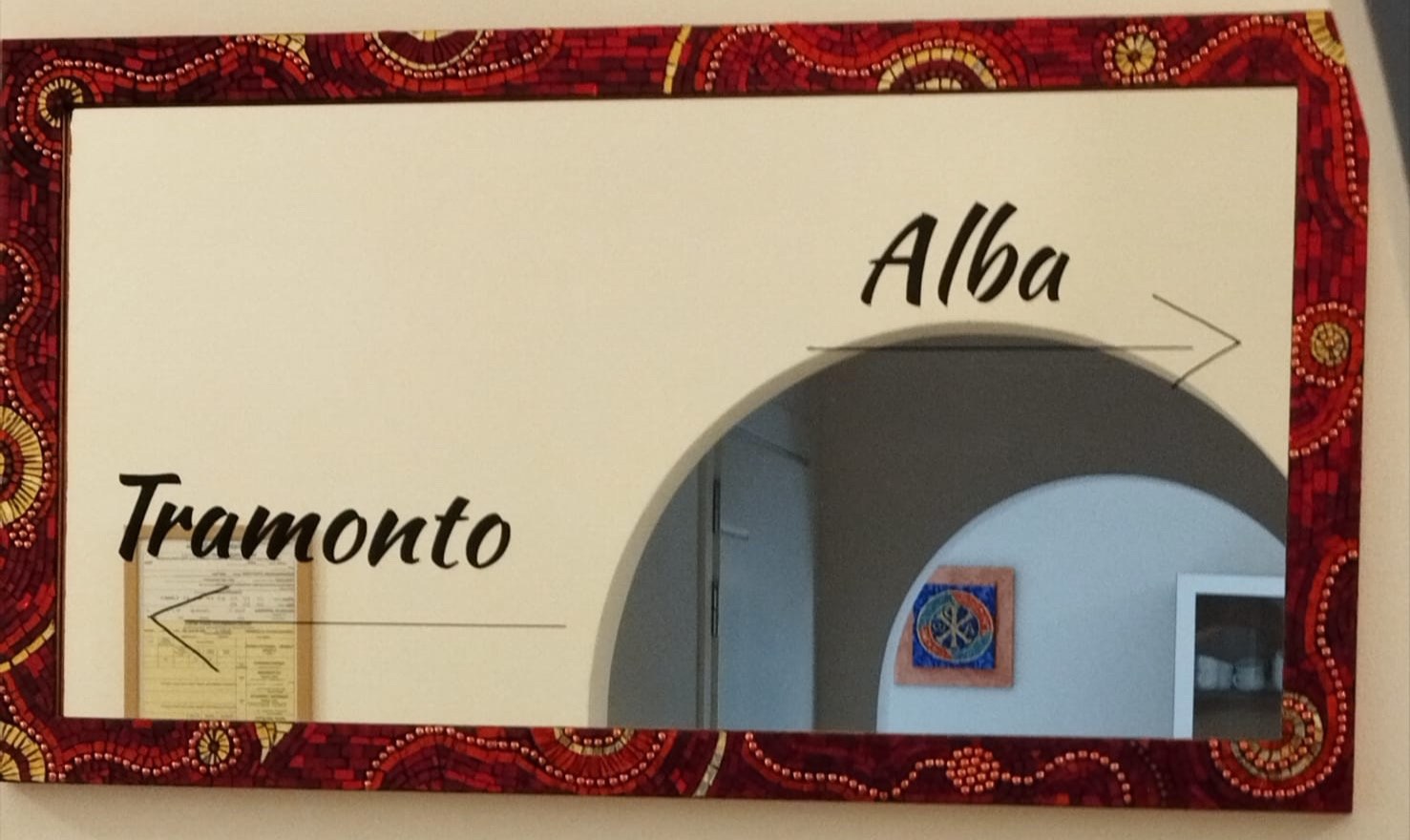 L'insegna della casa con i nomi delle due camere, Alba e Tramonto